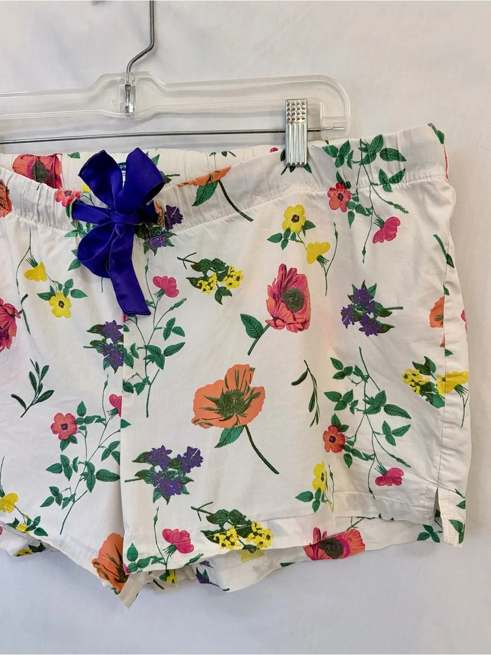 Floral Cotton Pajama Shorts Drawstring Lounge Sleepwear Womens L